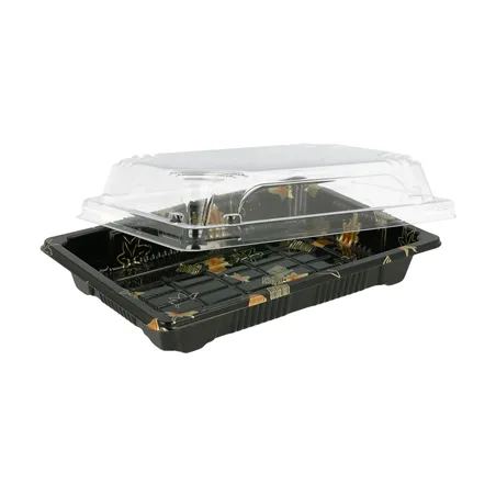 RÉCIPIENTS + COUVERCLES POUR "SUSHI"   17x12,3x4,5 CM NOIR PS (600 UNITÉ)