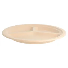 ASSIETTES 3 COMPART. BIONIC  Ø 26x2,6 CM NATUREL BAGASSE (800 UNITÉ)