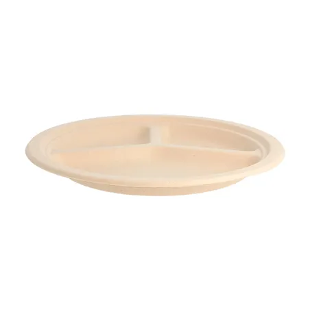 ASSIETTES 3 COMPART. BIONIC  Ø 26x2,6 CM NATUREL BAGASSE (800 UNITÉ)