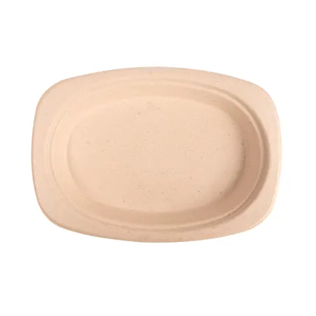 ASSIETTES OVALES BIONIC  23,3x16,5x2 CM NATUREL BAGASSE (800 UNITÉ)