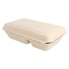 COQUILLES 2 COMPART. BIONIC 1 L 16,5x22,5x6,4 CM NATUREL BAGASSE (500 UNITÉ)
