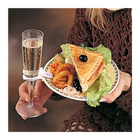 PORTE-VERRES POUR FIXER À L'ASSIETTE   7,5x4,2 CM BLANC PLASTIQUE (200 UNITÉ)