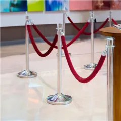CORDON COLONNE MOBILE ARGENT   Ø 3,2x150 CM BORDEAUX VELOURS (1 UNITÉ)