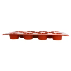 MOULE MUFFIN Ø5,1x2,8 CM   17,5x30 CM ROUGE SILICONE (1 UNITÉ)