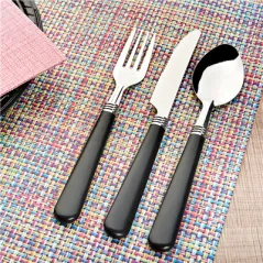 COUVERTS   20/18,3/18 CM NOIR INOX (200 UNITÉ)