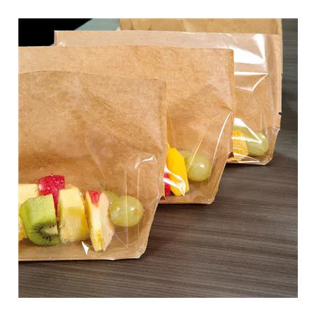 RÉCIPIENTS AVEC BASE ET FENÊTRE 'TURTLE PACK' 50 G/M2 + 15 PP 20+4/4x15 CM NATUREL KRAFT (100 UNITÉ)
