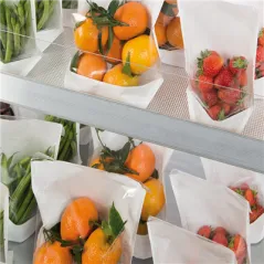 RÉCIPIENTS AVEC BASE ET FENÊTRE 'TURTLE PACK' 50 G/M2 + 15 PP 14+3,5/3,5x24/21 CM BLANC KRAFT (100 UNITÉ)