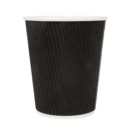GOBELETS BOISSONS CHAUDES DOUBLE PAROI  240 ML - 8 oz 280 + 250 + 18 PE G/M2 Ø8/5,6x9,2 CM NOIR CARTON (1000 UNITÉ)