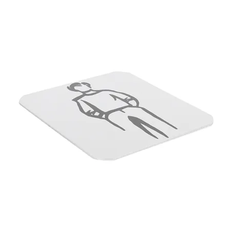 PLAQUE AUTO-ADHESIVE "MESSIEURS"   12,2x14x0,1 CM BLANC ALUMINIUM (1 UNITÉ)