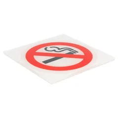 PLAQUE AUTO-ADHESIVE - DÉFENSE DE FUMER 12x12 CM BLANC METACRYLATE (1 UNITÉ)