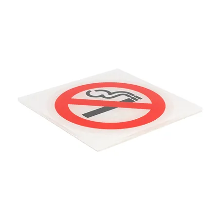 PLAQUE AUTO-ADHESIVE - DÉFENSE DE FUMER   12x12 CM BLANC METACRYLATE (1 UNITÉ)