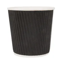 GOBELETS BOISSONS CHAUDES DOUBLE PAROI  120 ML - 4 oz 230 + 250 + 18 PE G/M2 Ø6,2/4,5x6 CM NOIR CARTON (1000 UNITÉ)