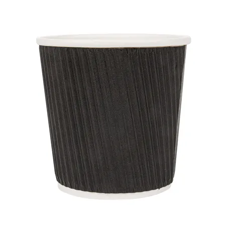 GOBELETS BOISSONS CHAUDES DOUBLE PAROI  120 ML - 4 oz 230 + 250 + 18 PE G/M2 Ø6,2/4,5x6 CM NOIR CARTON (1000 UNITÉ)
