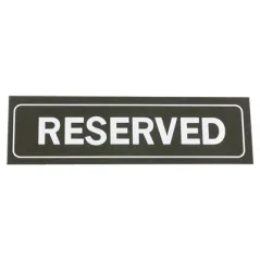 PLAQUE DE TABLE "RESERVED"   18x5,5 CM NOIR PVC (1 UNITÉ)
