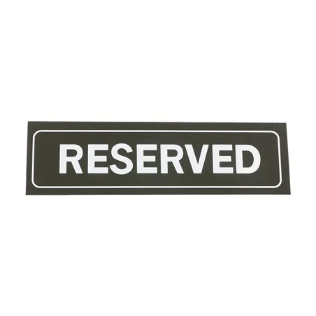 PLAQUE DE TABLE "RESERVED"   18x5,5 CM NOIR PVC (1 UNITÉ)
