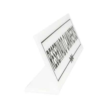 PLAQUE "RESERVADO CAMAREROS"   26x5+5 CM BLANC METACRYLATE (1 UNITÉ)