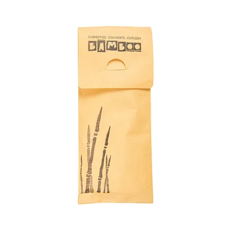 SET 4/1 COUVERTS +SERVIETTE BAMBOO  17 CM NATUREL BAMBOU (50 UNITÉ)