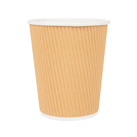 GOBELETS BOISSONS CHAUDES DOUBLE PAROI  240 ML - 8 oz 280 + 250 + 18 PE G/M2 Ø8/5,6x9,2 CM MARRON CARTON (1000 UNITÉ)