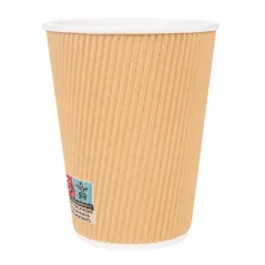 GOBELETS BOISSONS CHAUDES DOUBLE PAROI  360 ML - 12 oz 300 + 250 + 18 PE G/M2 Ø9/6x11 CM MARRON CARTON (1000 UNITÉ)