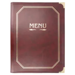 PORTE MENU 8 POCHETTES DIN-A4   25,5x33 CM BORDEAUX PVC (1 UNITÉ)