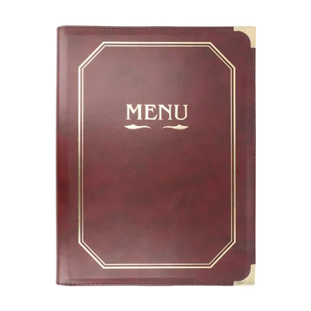 PORTE MENU 8 POCHETTES DIN-A4   25,5x33 CM BORDEAUX PVC (1 UNITÉ)