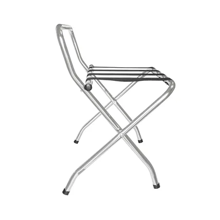 POSE VALISES PLIABLE AVEC DOSSIER ARROW  62x50x69 CM CHROME ACIER (1 UNITÉ)