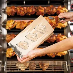 SACS POUR 1 POULET RÔTI  45 G/M2 + 15µ PP 18+5,5x33 CM MARRON KRAFT (500 UNITÉ)