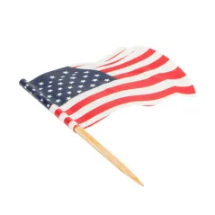 PETITS DRAPEAUX - USA 4x3/6,5 CM ASSORTI BOIS (144 UNITÉ)
