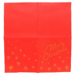 SERVIETTES "DOUBLE POINT" 'MERRY CHRISTMAS'  18 G/M2 40x40 CM ROUGE OUATE (1200 UNITÉ)