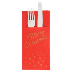 SERVIETTES SOFT KANGOUROU 'MERRY CHRISTMAS'  55 G/M2 40x40 CM ROUGE AIRLAID (700 UNITÉ)