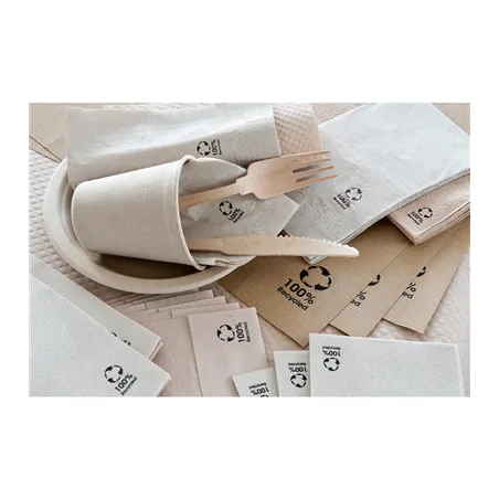 SERVIETTES ECOLABEL DOUBLE POINT  19 G/M2 33x33 CM NATUREL OUATE RECYCLÉE (1200 UNITÉ)