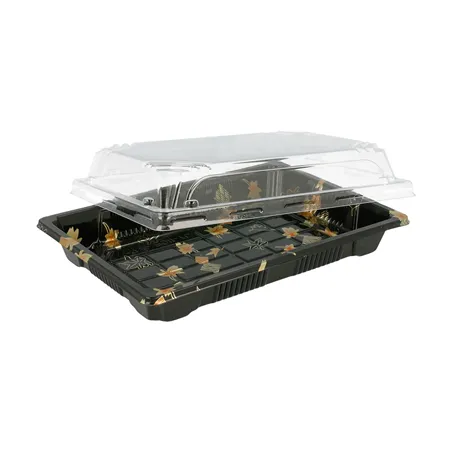 RÉCIPIENTS + COUVERCLES POUR "SUSHI"   18,8x13,3x4,5 CM NOIR PS (400 UNITÉ)