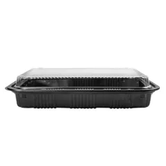 SETS BARQUETTES + COUVERCLES   22,4x15x5 CM NOIR PS (300 UNITÉ)
