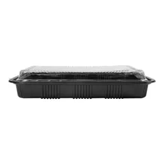 SETS BARQUETTES + COUVERCLES   25x18,3x5,6 CM NOIR PS (300 UNITÉ)