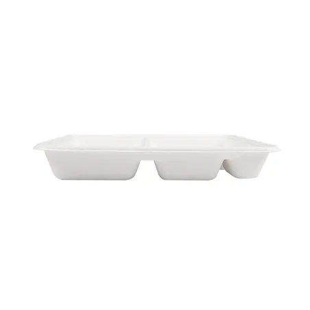 PLATEAUX 4 COMPART. BIONIC  23x17x3,5 CM BLANC BAGASSE (400 UNITÉ)