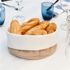 CORBEILLES PAIN CRÈME/MARRON   Ø19,5x15 CM COTON (12 UNITÉ)