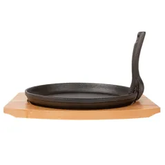 ASSIETTE CHAMPÊTRE + SUPPORT EN BOIS   Ø 22 CM NOIR FER (8 UNITÉ)