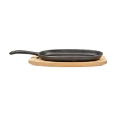 ASSIETTE CHAMPÊTRE + SUPPORT EN BOIS   23,5x13,5 CM NOIR FER (8 UNITÉ)