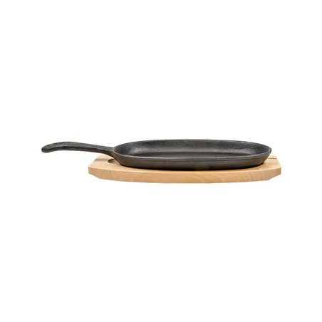 ASSIETTE CHAMPÊTRE + SUPPORT EN BOIS   23,5x13,5 CM NOIR FER (8 UNITÉ)