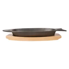 ASSIETTE POISSON + SUPPORT EN BOIS   32x13 CM NOIR FER (8 UNITÉ)