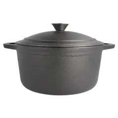 COCOTTE RONDE AVEC COUVERCLE  4800 ML Ø 25,5(33)x12,5 CM NOIR FER (2 UNITÉ)