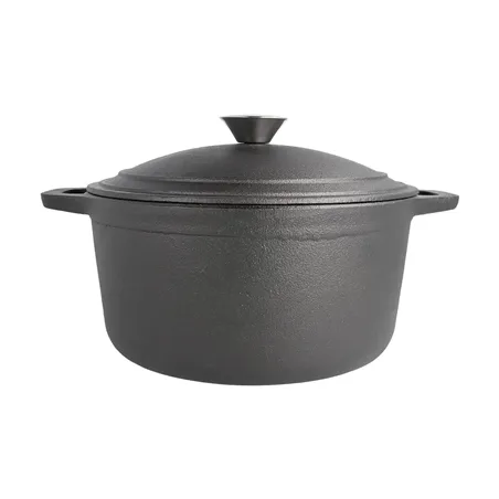COCOTTE RONDE AVEC COUVERCLE  4800 ML Ø 25,5(33)x12,5 CM NOIR FER (2 UNITÉ)