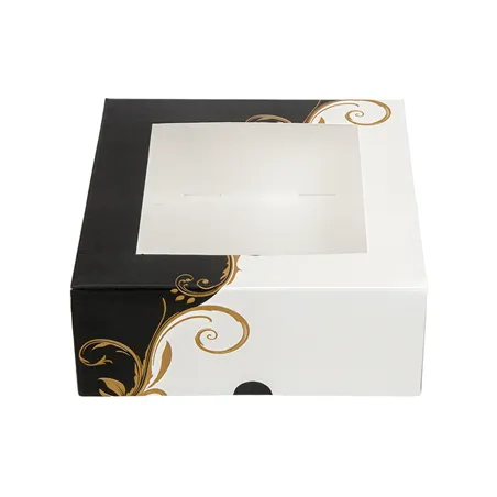 BOÎTES PATISSERIES AVEC FENÊTRE THEPACK 'CLASSIC'  18x18x7,5 CM BLANC CARTON NANO-MICRO (200 UNITÉ)
