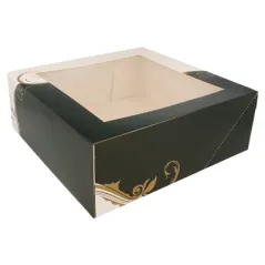 BOÎTES PÂTISSERIES AVEC FENÊTRE THEPACK 'CLASSIC'  28x28x10 CM BLANC CARTON NANO-MICRO (100 UNITÉ)
