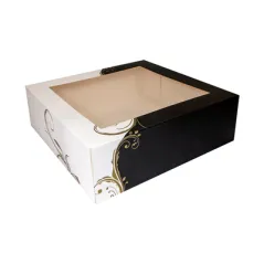 BOÎTES PÂTISSERIES AVEC FENÊTRE THEPACK 'CLASSIC'  32x32x10 CM BLANC CARTON NANO-MICRO (100 UNITÉ)
