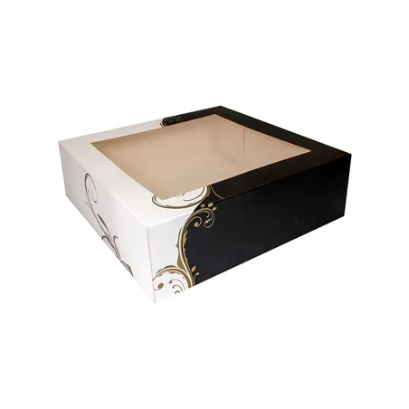 BOÎTES PÂTISSERIES AVEC FENÊTRE THEPACK 'CLASSIC'  32x32x10 CM BLANC CARTON NANO-MICRO (100 UNITÉ)