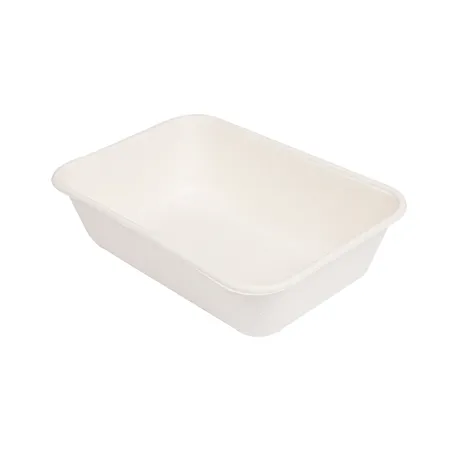 PLATEAUX + COUVERCLE BIONIC 800 ML 19,3x13,5x5 CM BLANC BAGASSE (400 UNITÉ)