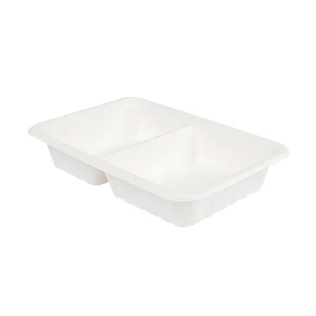 PLATEAUX 2 COMPART + COUVERCLE BIONIC 800 ML 23,3x14,6x6 CM BLANC BAGASSE (400 UNITÉ)