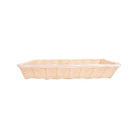 CORBEILLES SIMIL OSIER RECTANGULAIRES   36x25x7,5 CM NATUREL PP (12 UNITÉ)