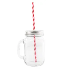 PICHET + COUVERCLE + PAILLE WAKI GLASS 450 ML 10,5x8x13 CM TRANSPARENT VERRE (24 UNITÉ)